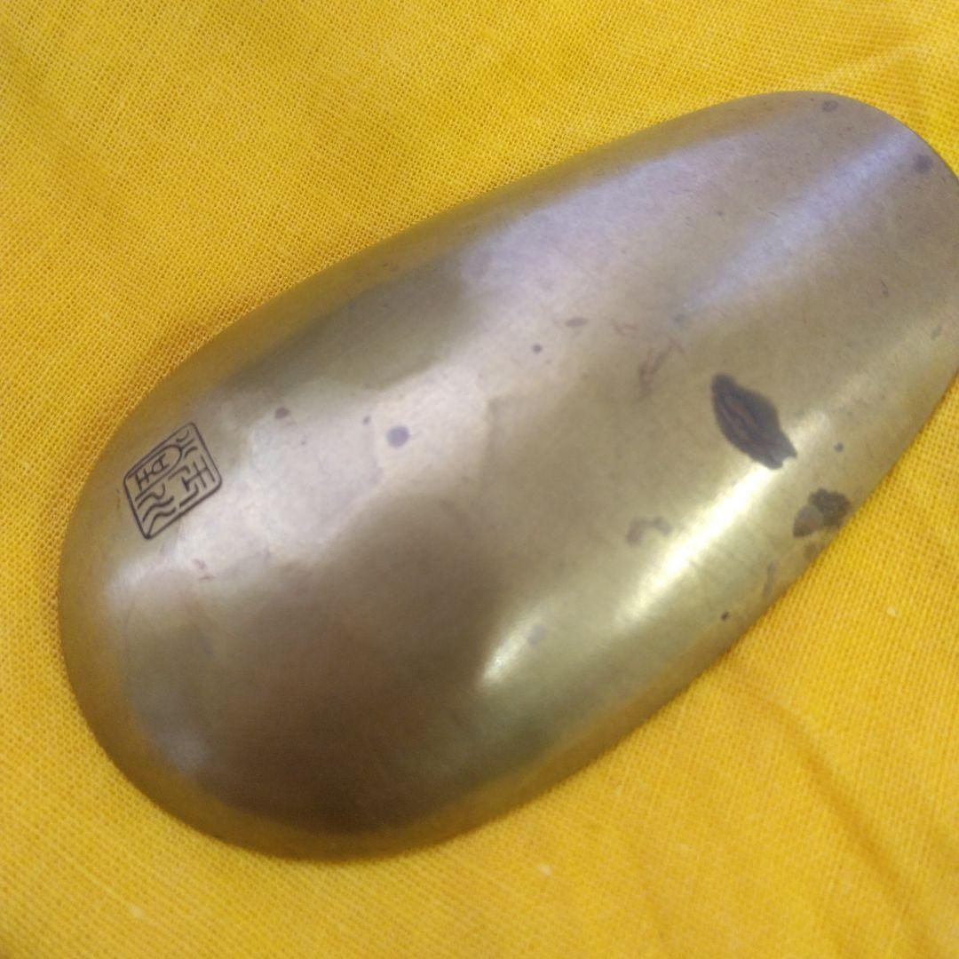 玉川堂　茶筒・茶匙【亀甲文】鋲打　銅器