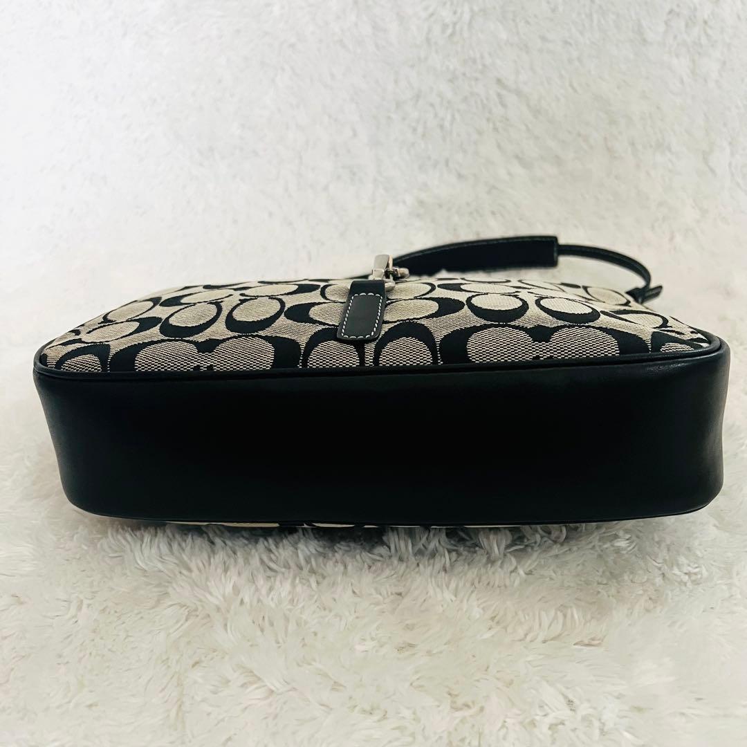 COACH シグネチャー ワンショルダー ブラック×グレー キャンバス レザー