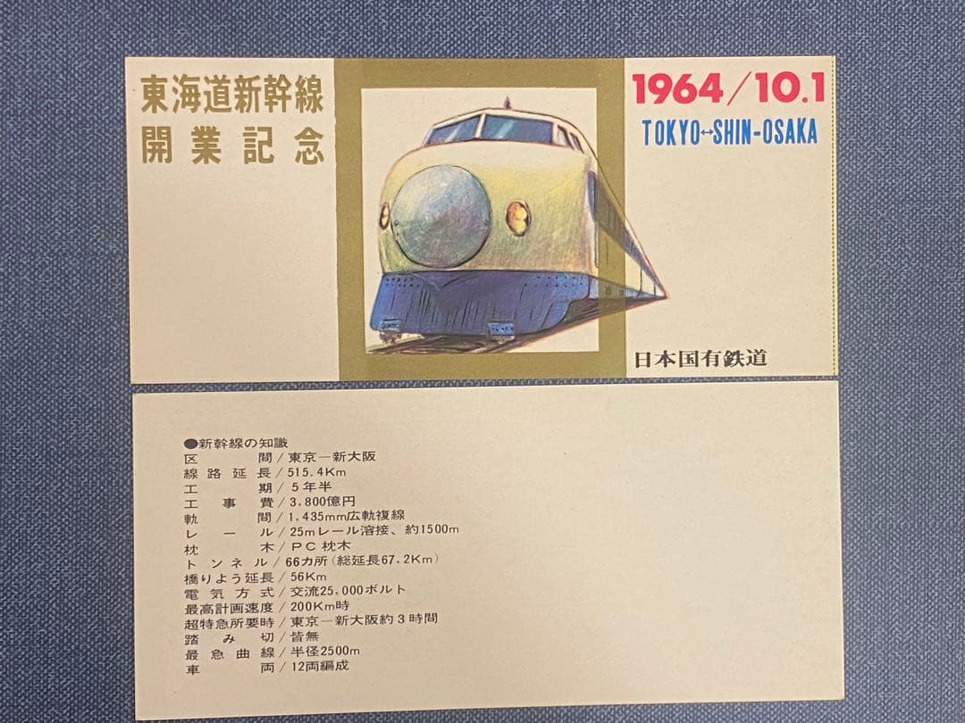 東海道新幹線　記念切符　　① 1964年 東京-新大阪 新幹線 開業記念