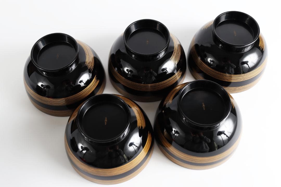 輪島塗 大向高洲堂 黒一筆 煮物椀 五客 共箱