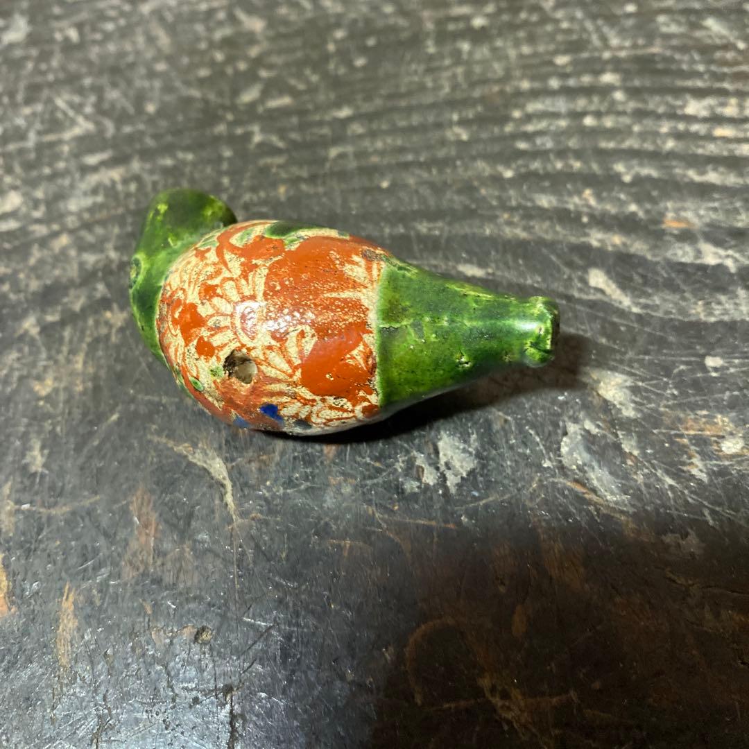 古清水焼　珍品キセル型根付