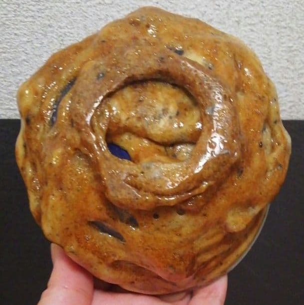 稲嶺盛吉作　琉球ガラス　瑠璃礁　茶碗　共箱　略歴付　茶道具