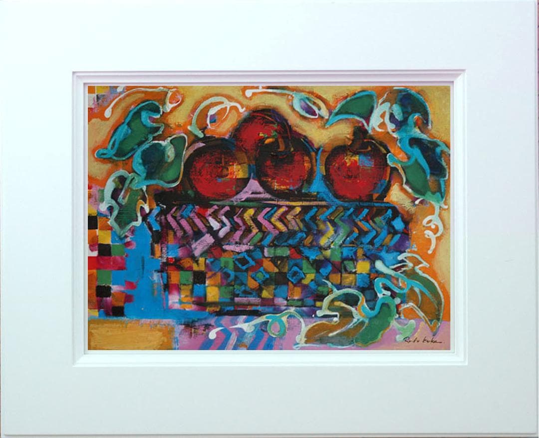 油絵 菅家令子 絵 絵画インテリア 額付(黒) 油絵 uF6-051110 果物