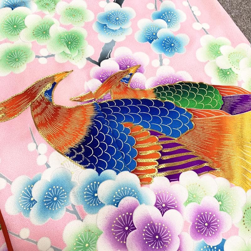 504w3☆引き振袖 掛下 比翼 孔雀 金駒刺繍 金彩☆美品 結婚式 舞台衣装