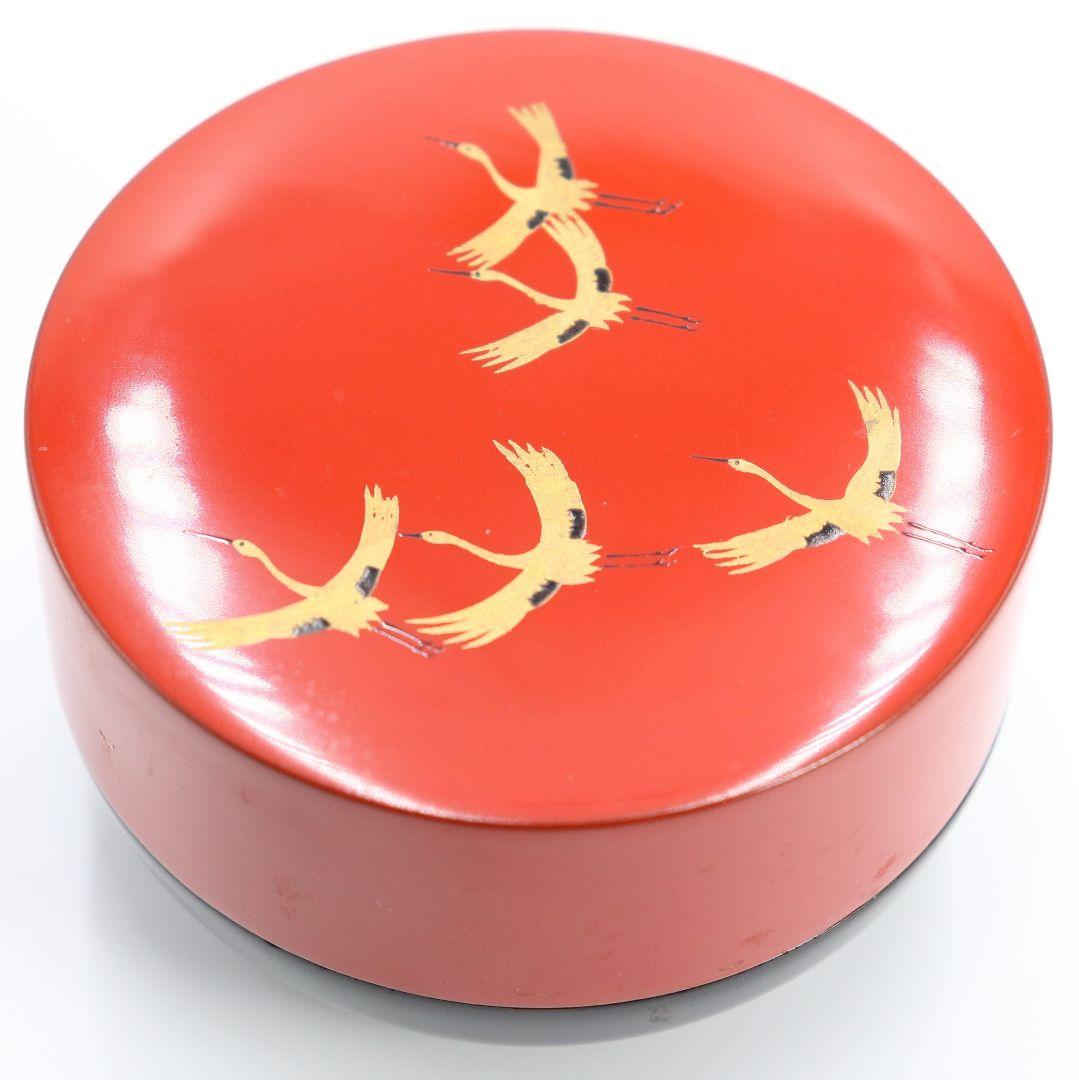 高橋峯房作 群鶴甲赤棗 共箱 茶道具　C47