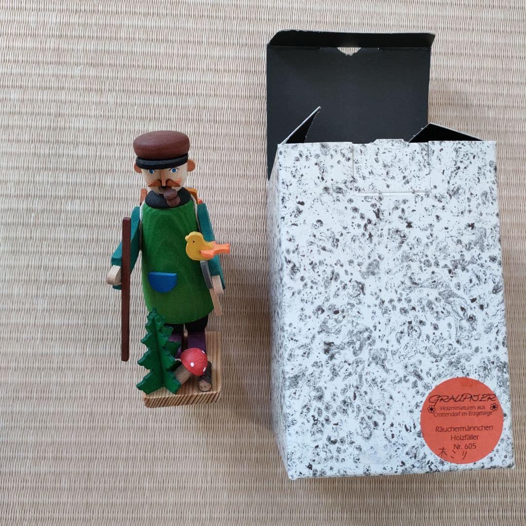ドイツ　グラウプナー社　煙出し人形　 お香　木こり　木のおもちゃ　ドイツ製