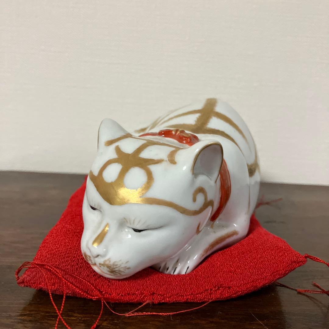 ☆眠り猫　明治後期　九谷焼☆