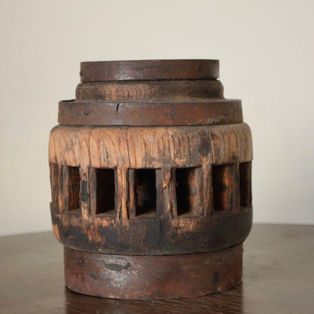 鉄と木でできた 軸 車輪軸 古道具 アンティーク ブロカント オブジェ