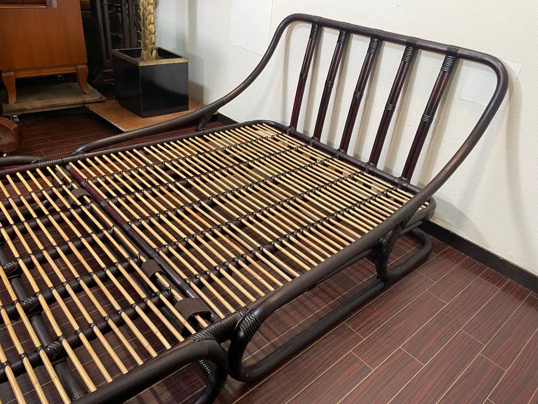 ワイ・エム・ケー長岡 ラタン シングルベッド 籐 分割式 すのこ状 マットレス