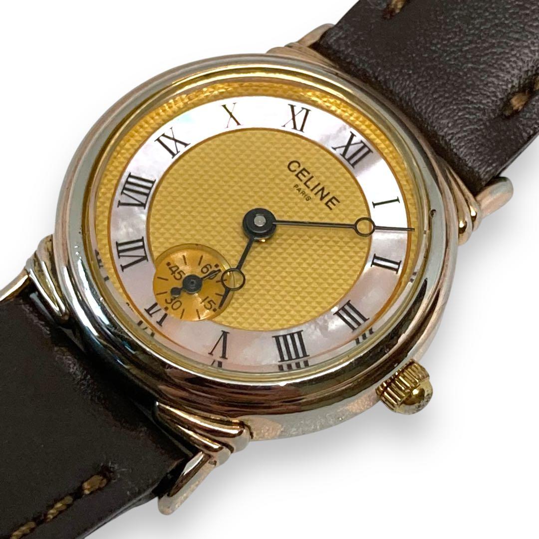 Ⴤ1336ꕤ美品 CELINE セリーヌ 腕時計 2針 スモセコ クォーツ