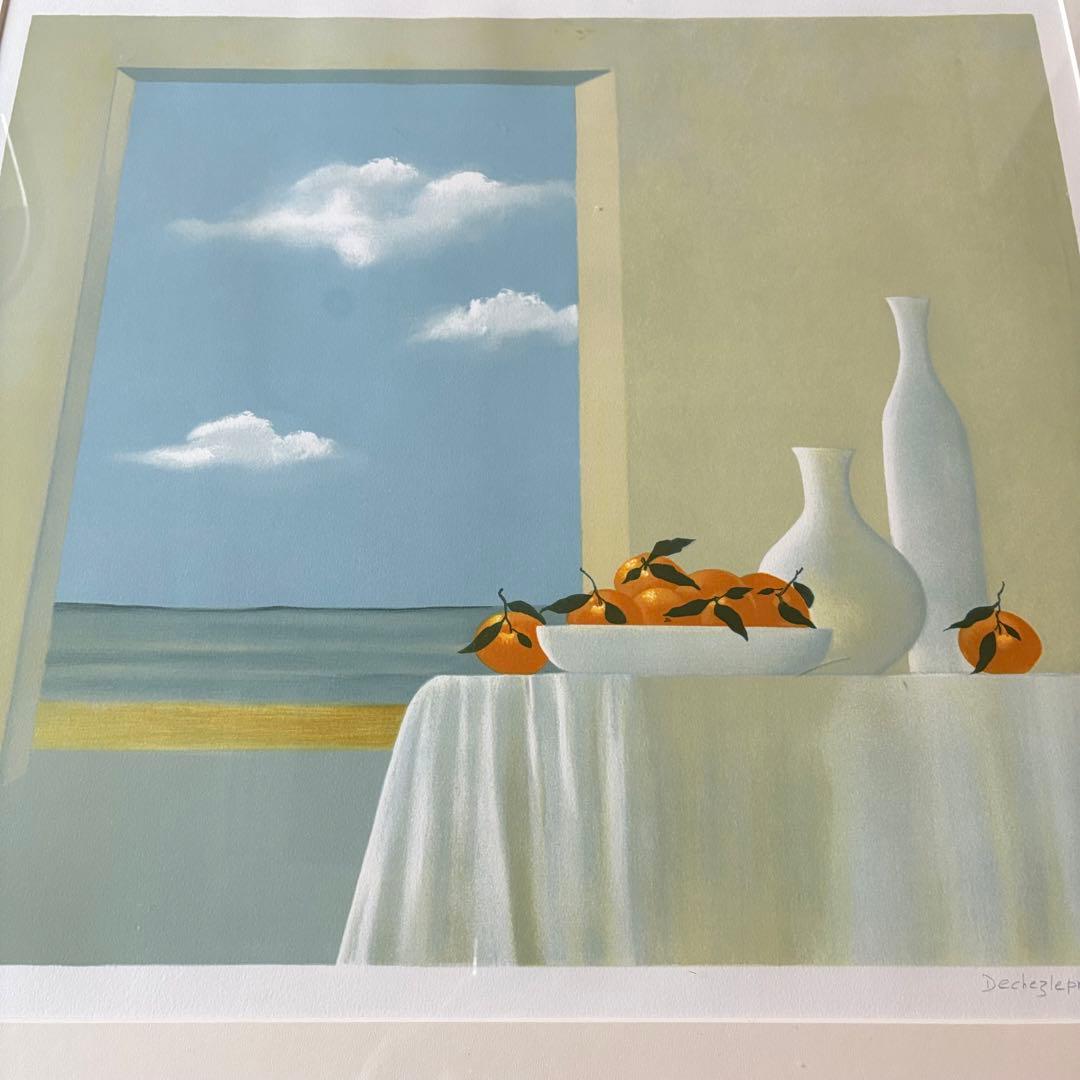 オレンジ リトグラフ サイン有り 額装 74/100 絵画 F