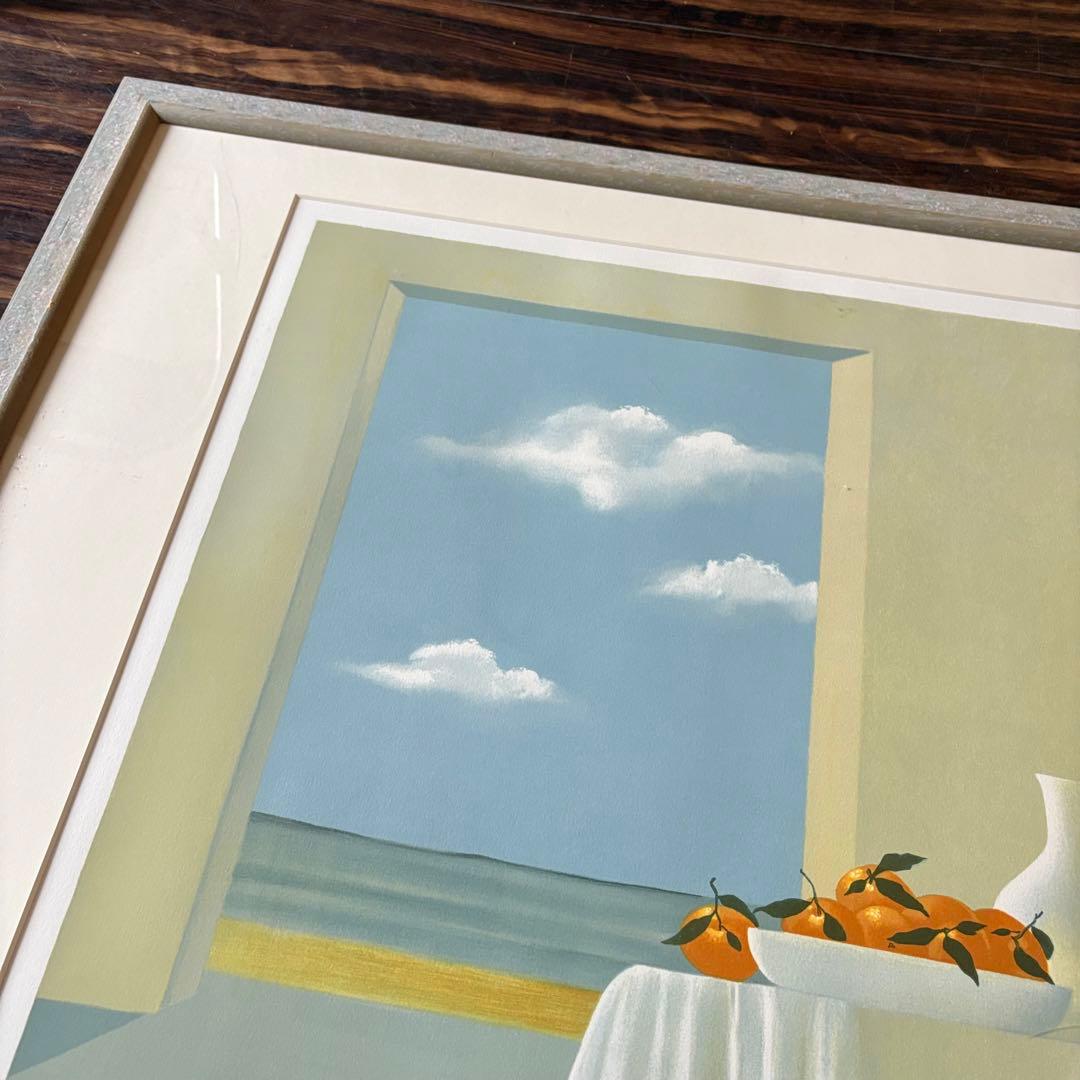 オレンジ リトグラフ サイン有り 額装 74/100 絵画 F