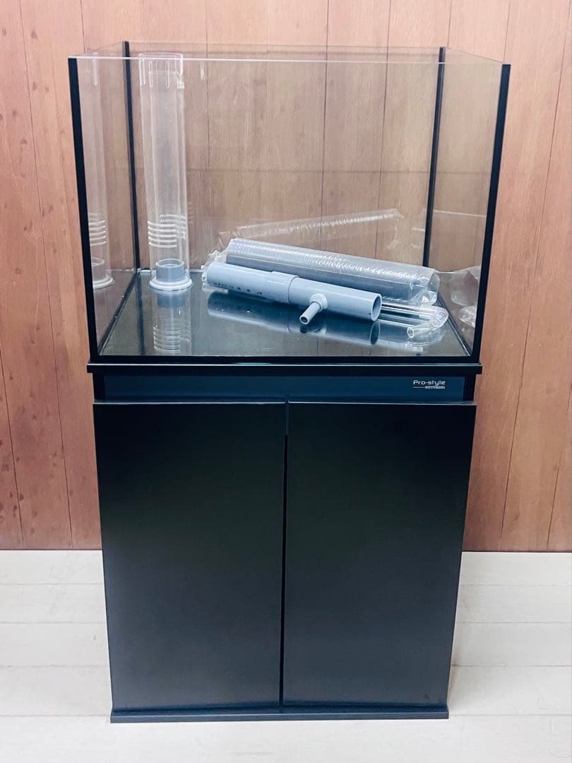 600×450x450x㎜オールガラスオーバーフロー水槽セット　ブラックシリコン