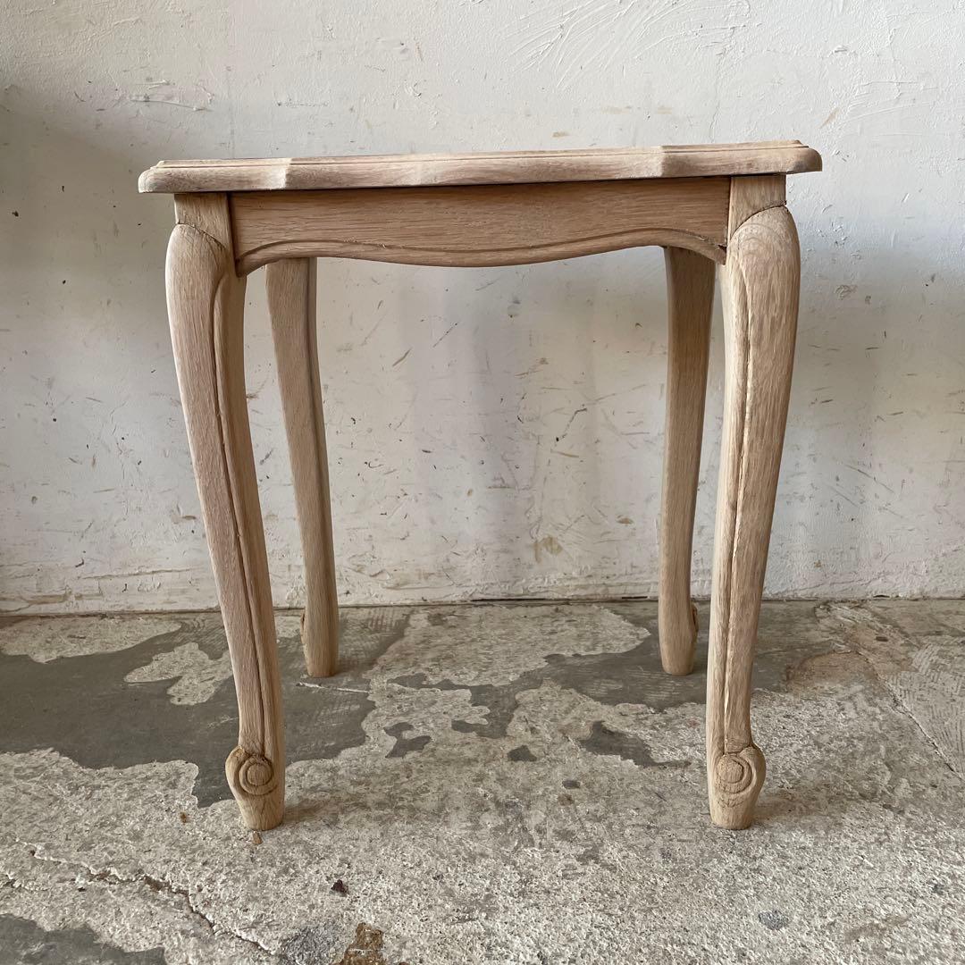 ガラストップサイドテーブル ガラストップベッドサイドテーブル　小　猫脚　剥離