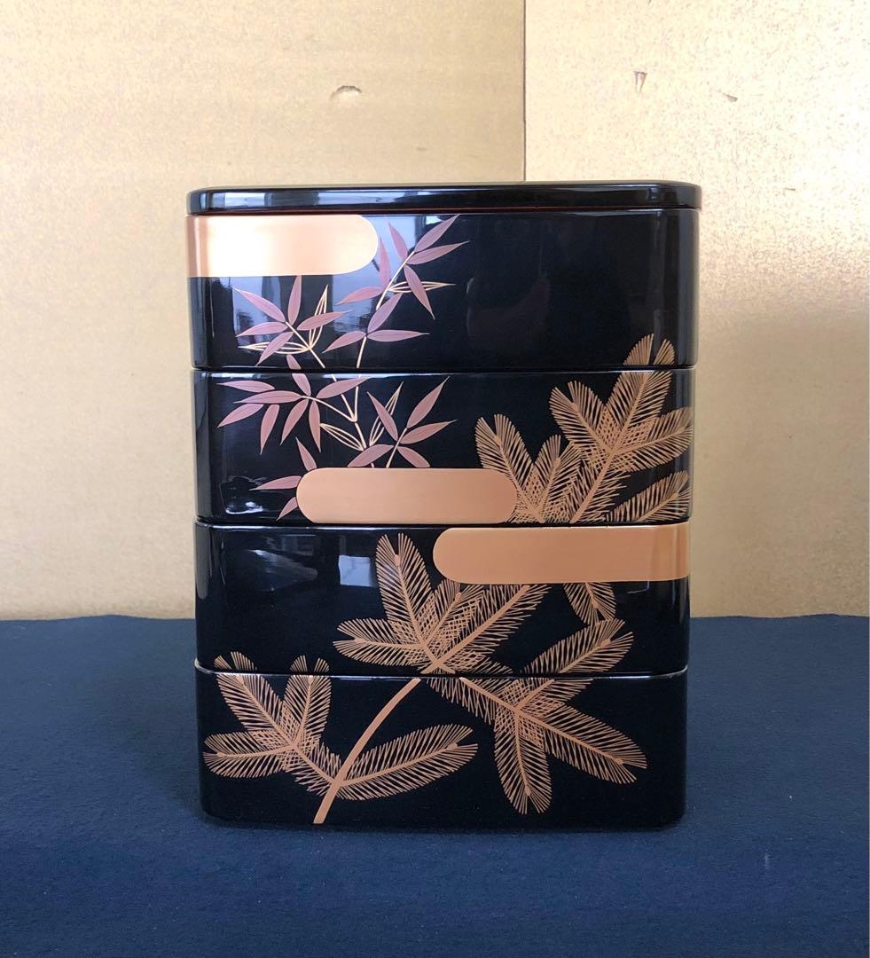 《R》輪島塗 松竹梅蒔絵 四段重 重台付 木箱 251222か2