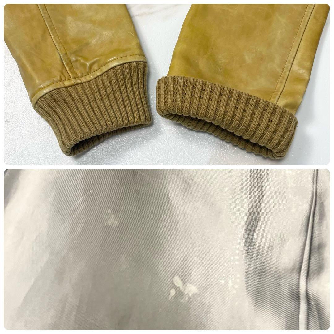 【希少色 XL】アヴィレックス レザージャケット シングル ライダース イエロー