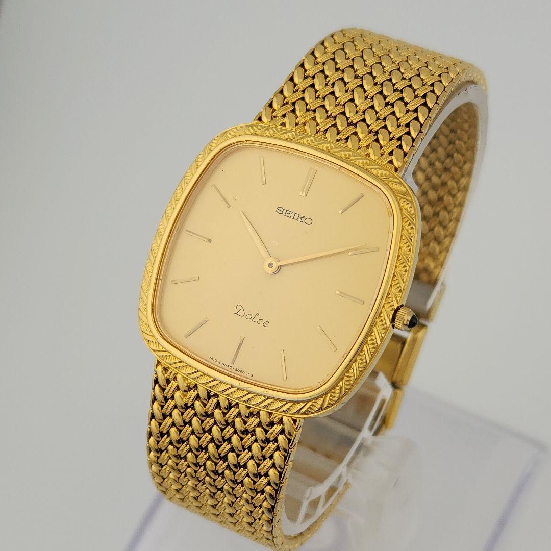 【稼働 新品電池】セイコー ドルチェ 8N40-5040 ゴールド文字盤