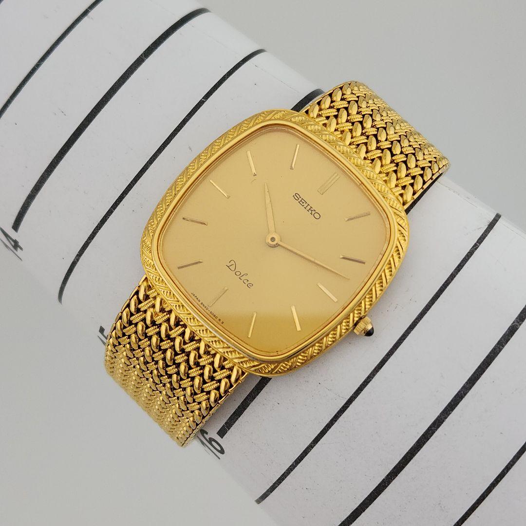 【稼働 新品電池】セイコー ドルチェ 8N40-5040 ゴールド文字盤
