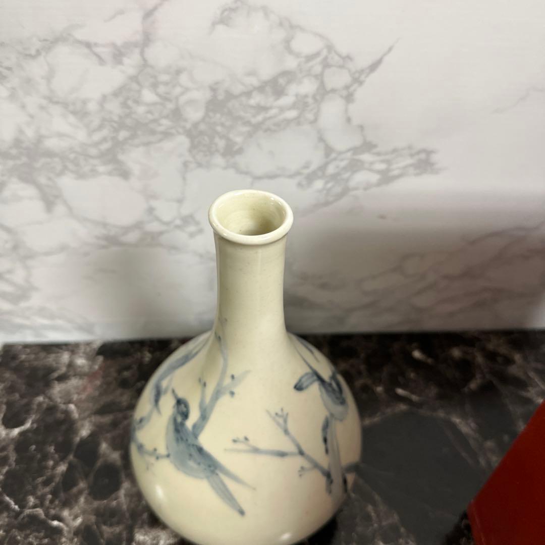 李朝、分院窯、花鳥図、完品！箱。