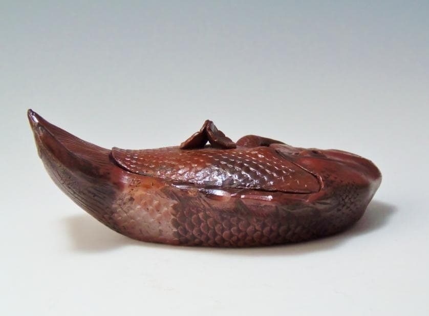 鯛 香炉 置物 古備前 骨董 備前焼 約20cm レア古備前・レア備前焼 和骨董