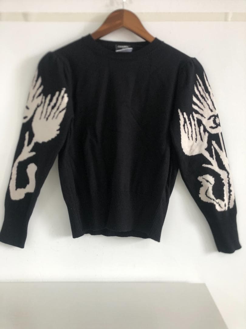 ニットセーター　　ブラック　レディース　おしゃれ 柄　長袖