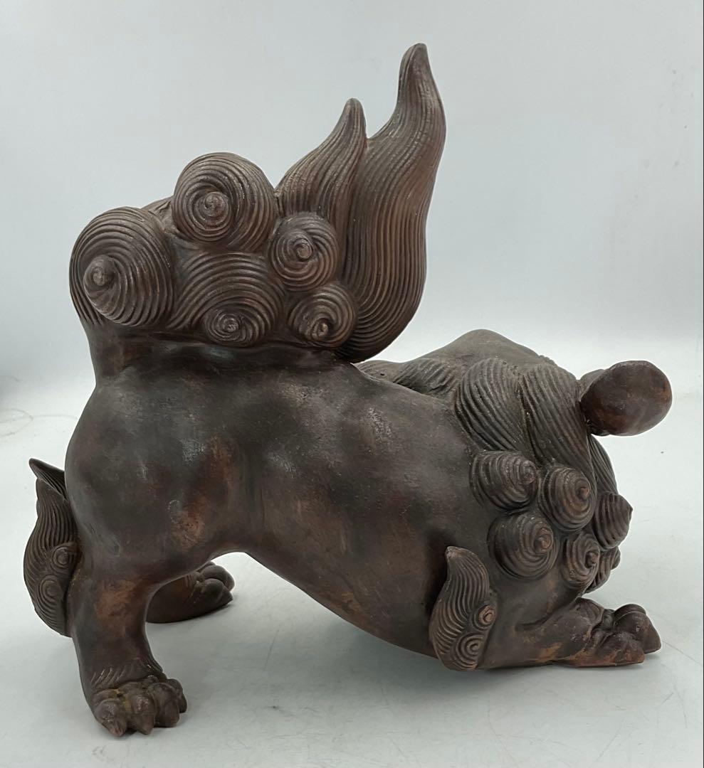 【６３】★時代　備前焼獅子置物　アンチック★