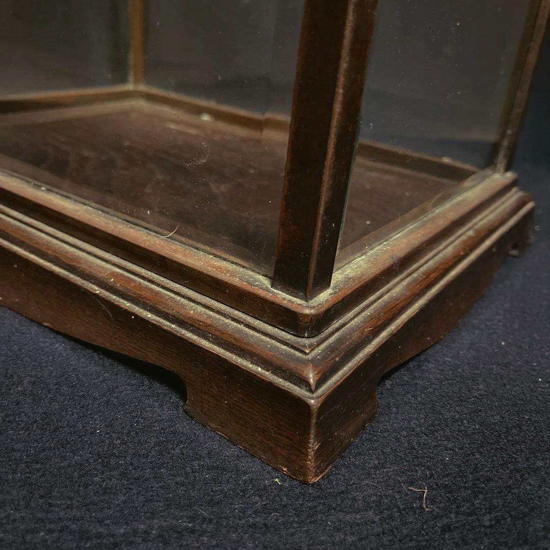 アンティーク　希少　ガラスケース　銅枠　面取り　5面　足　木製　総重量5.2㎏