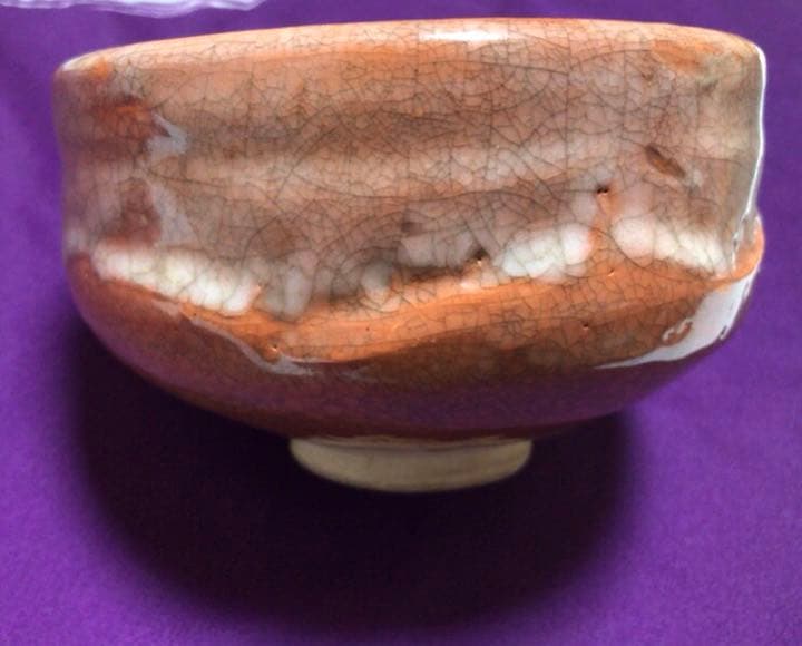 茶道具　常滑樂七　赤楽茶碗☆共箱☆おまけ湯呑み付