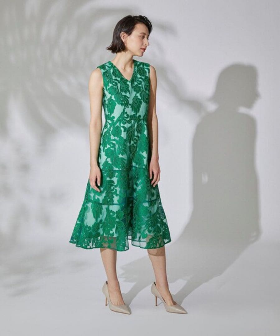 グレースコンチネンタル コード刺繍フレアドレス 36 ワンピース