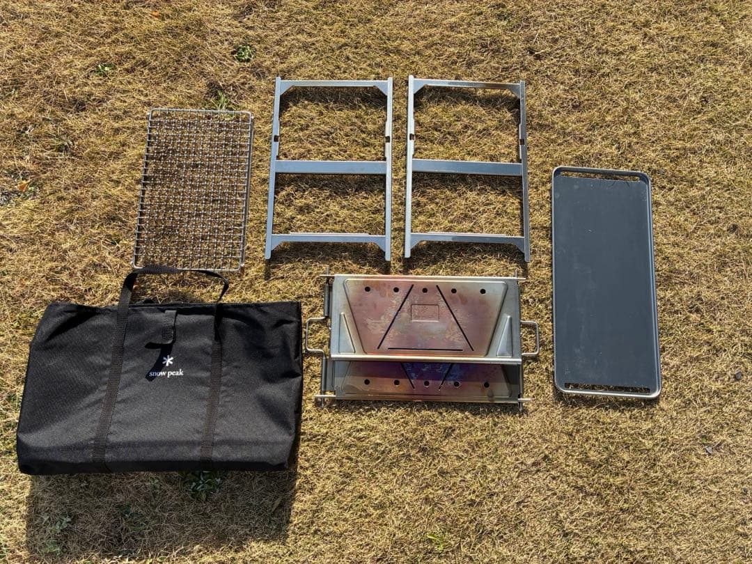 スノーピーク 焚火台SR、焼アミステンレスハーフ Pro.付き
