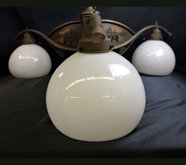 三灯式　和製　シャンデリア　骨董　電笠