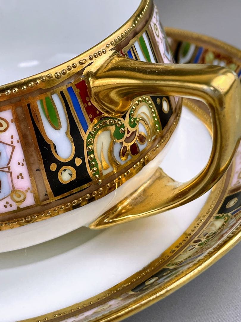 【美品】オールドノリタケ 金盛り ティーカップ ソーサー ３小皿セット