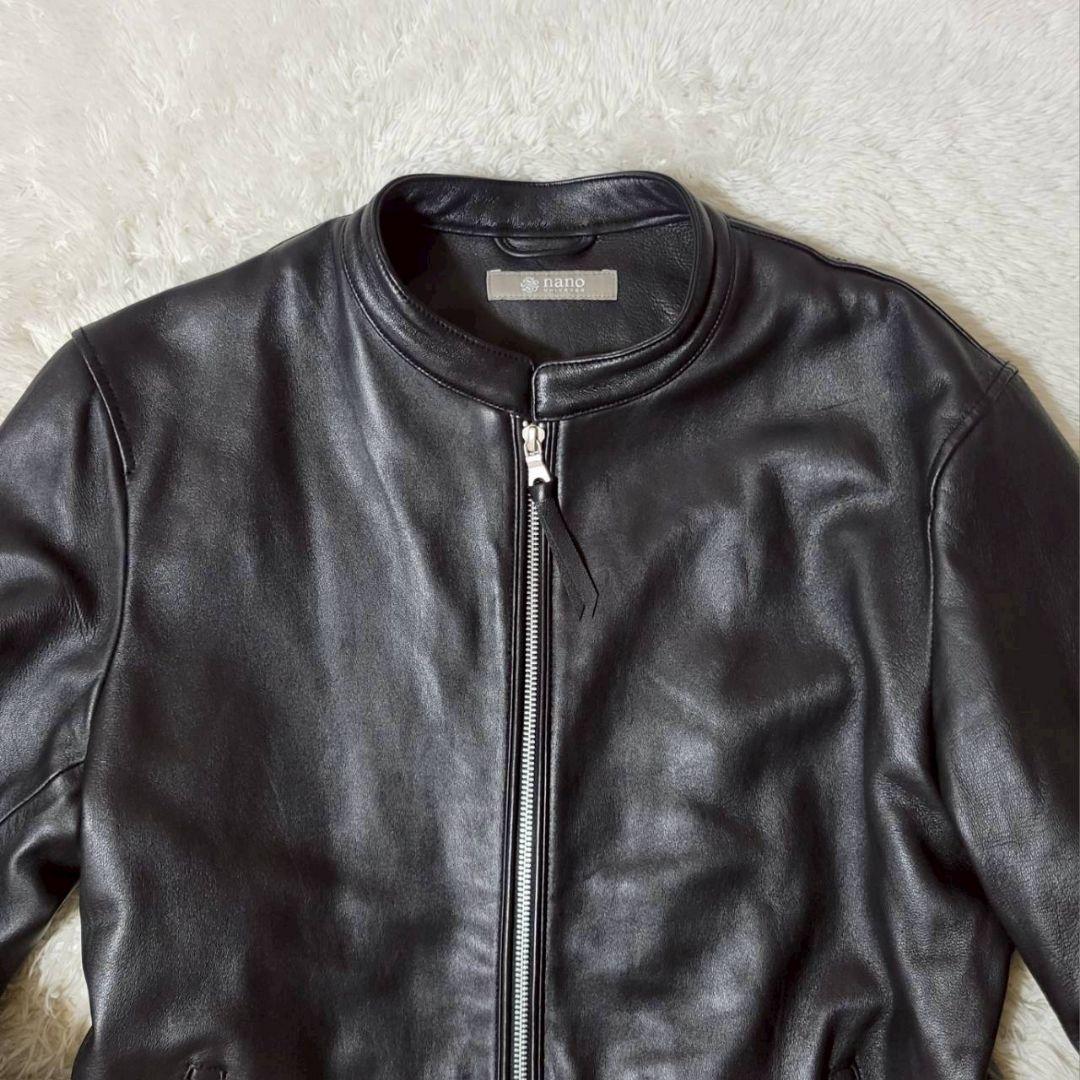 美品✨　ナノユニバース シングルライダース ラムレザージャケット XL 黒 羊革