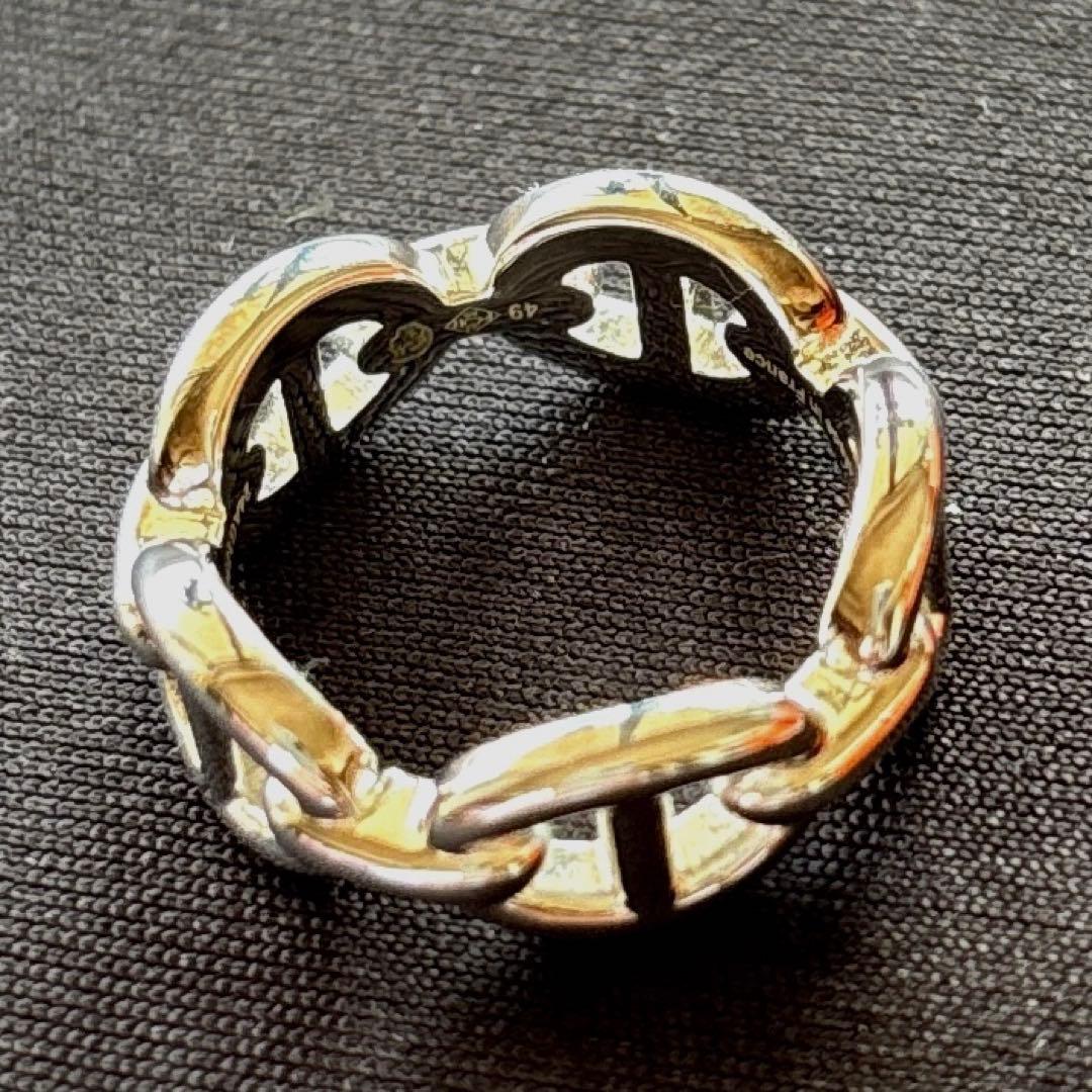 HERMESシェーヌダンクル アンシェネ リング49号/完品/極美品/正規品