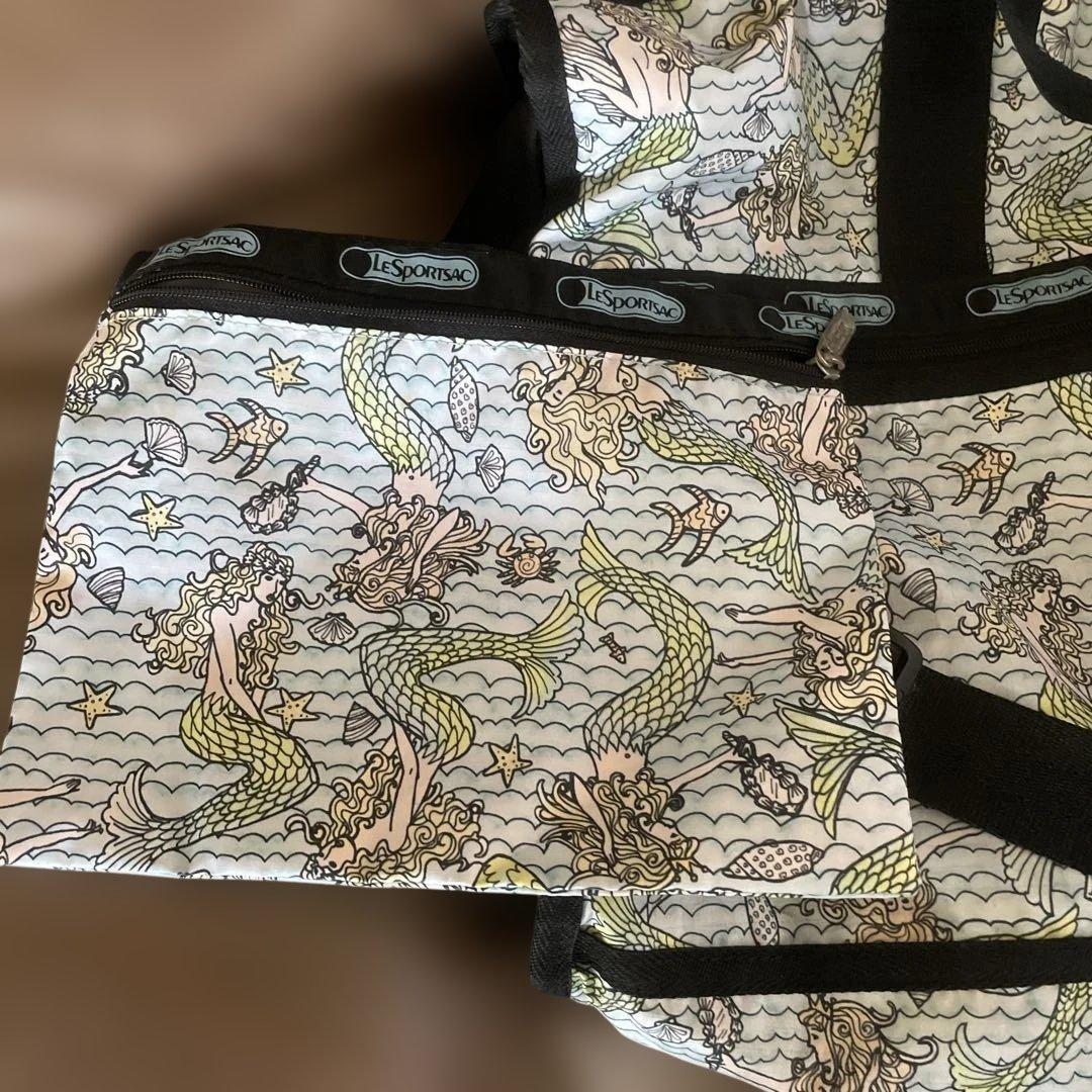 LeSportsac マーメイド柄 ボストンバッグ　平成レトロ