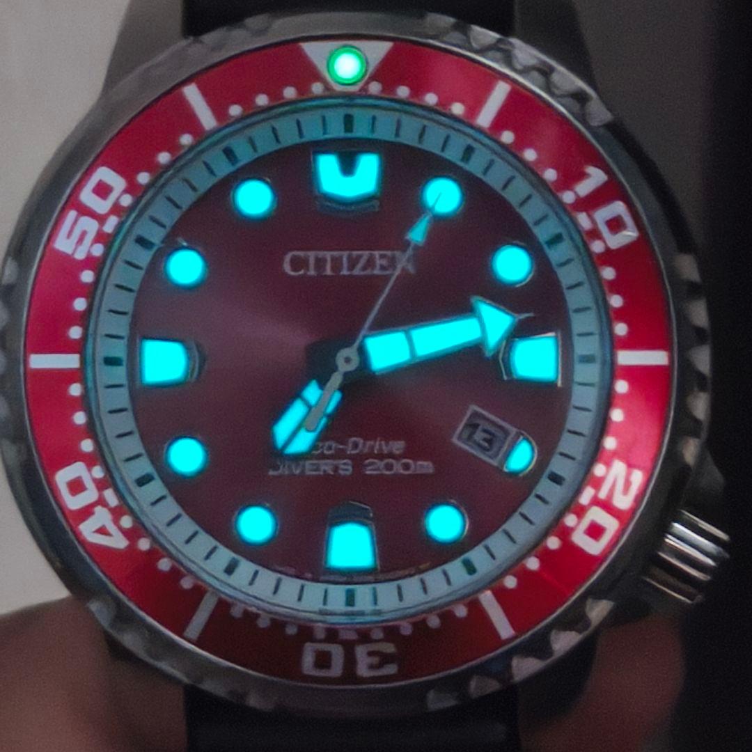 【MADE IN JAPAN】CITIZEN 赤ダイバー エコドライブ 200m