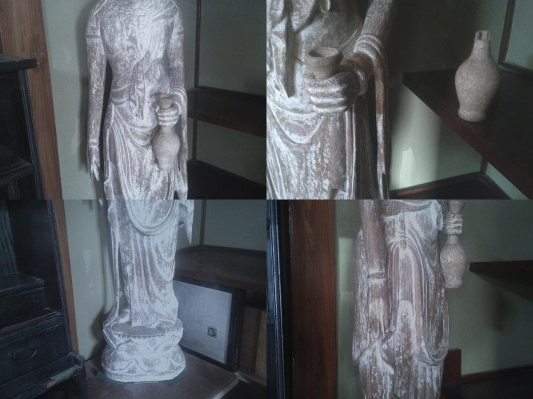 家宝に！【仏像　観音菩薩立像　等身大　木彫　骨董　◆掘り出し】★仏教美術　佛　仏