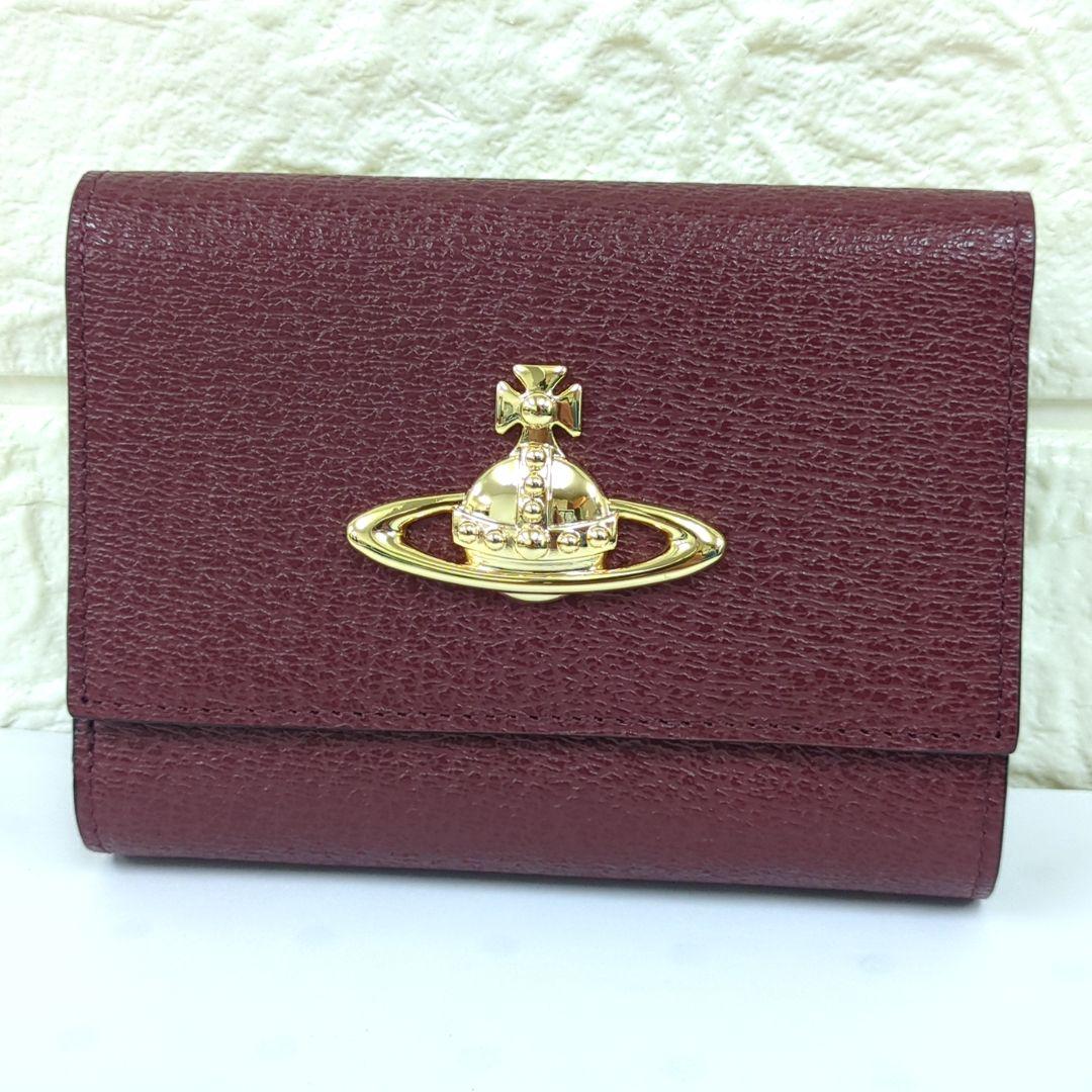 ヴィヴィアンウエストウッド/三つ折り財布/がま口タイプ/ワインレッド系　「美品」
