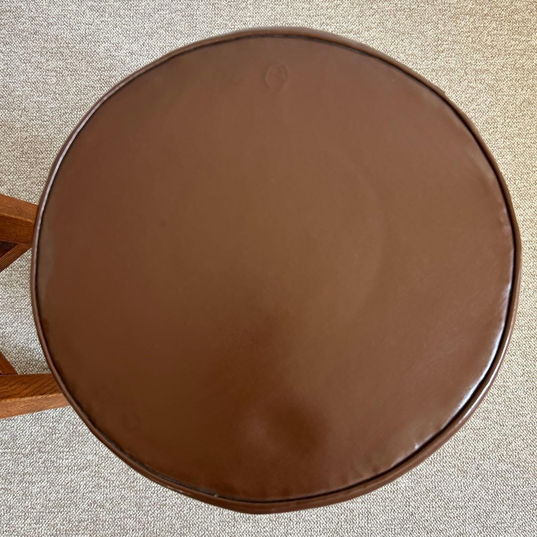 ビンテージ　ブラウン 木製 円形スツール 2個セット　天然木