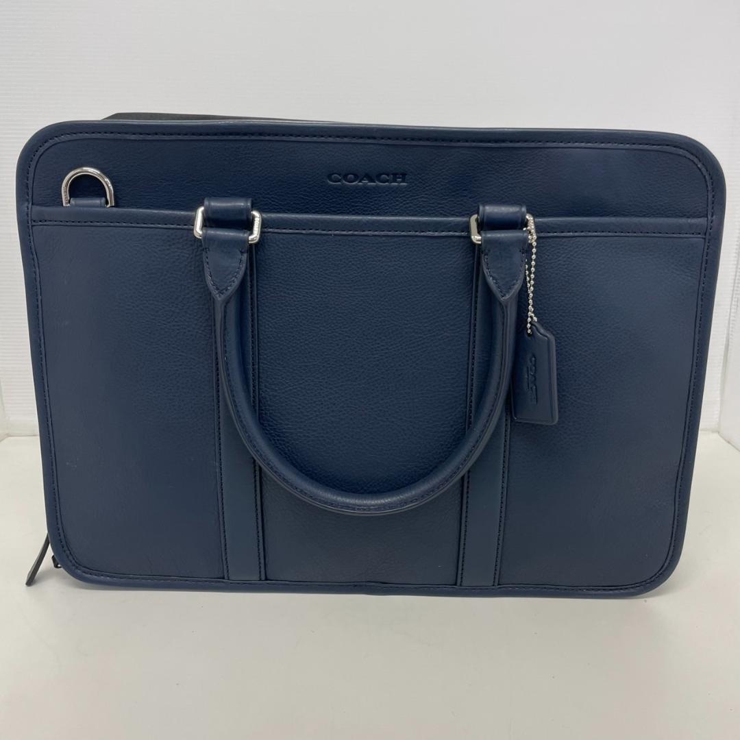 771694/COACH レザーブリーフバッグ 牛革 ネイビー メンズ
