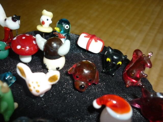 希少美品1950年代スウェーデン製◆ガラス細工 キャラクター他付 まち針 43本