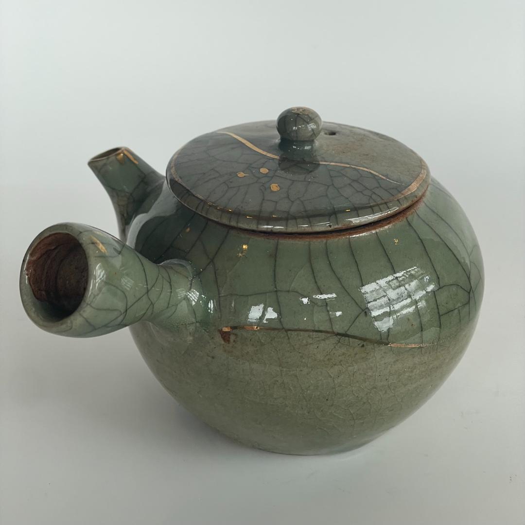 希少 骨董 時代物 大堀 相馬焼 急須 湯のみ 湯呑 湯飲 5客揃 金彩 美品