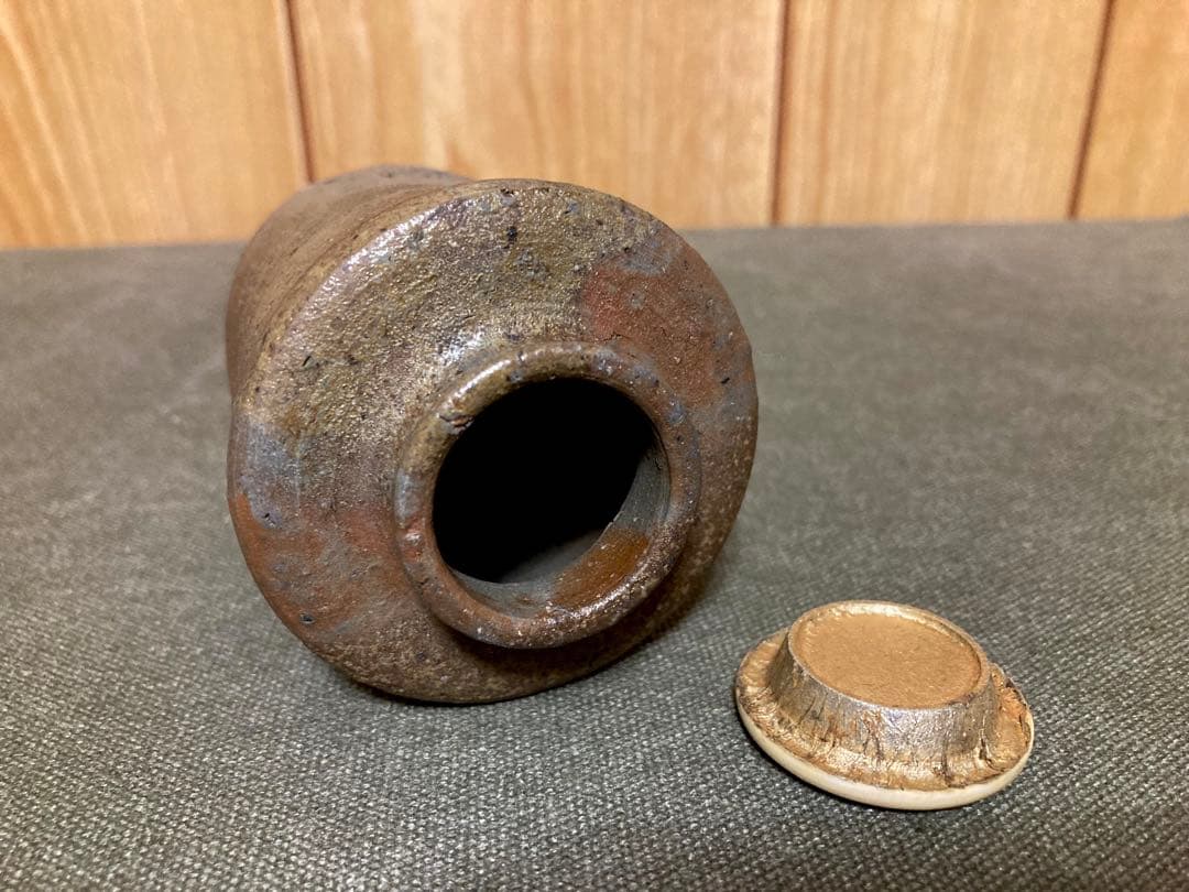 木村長十郎 友敬作 備前肩衝茶入 茶道具 (検索 古備前