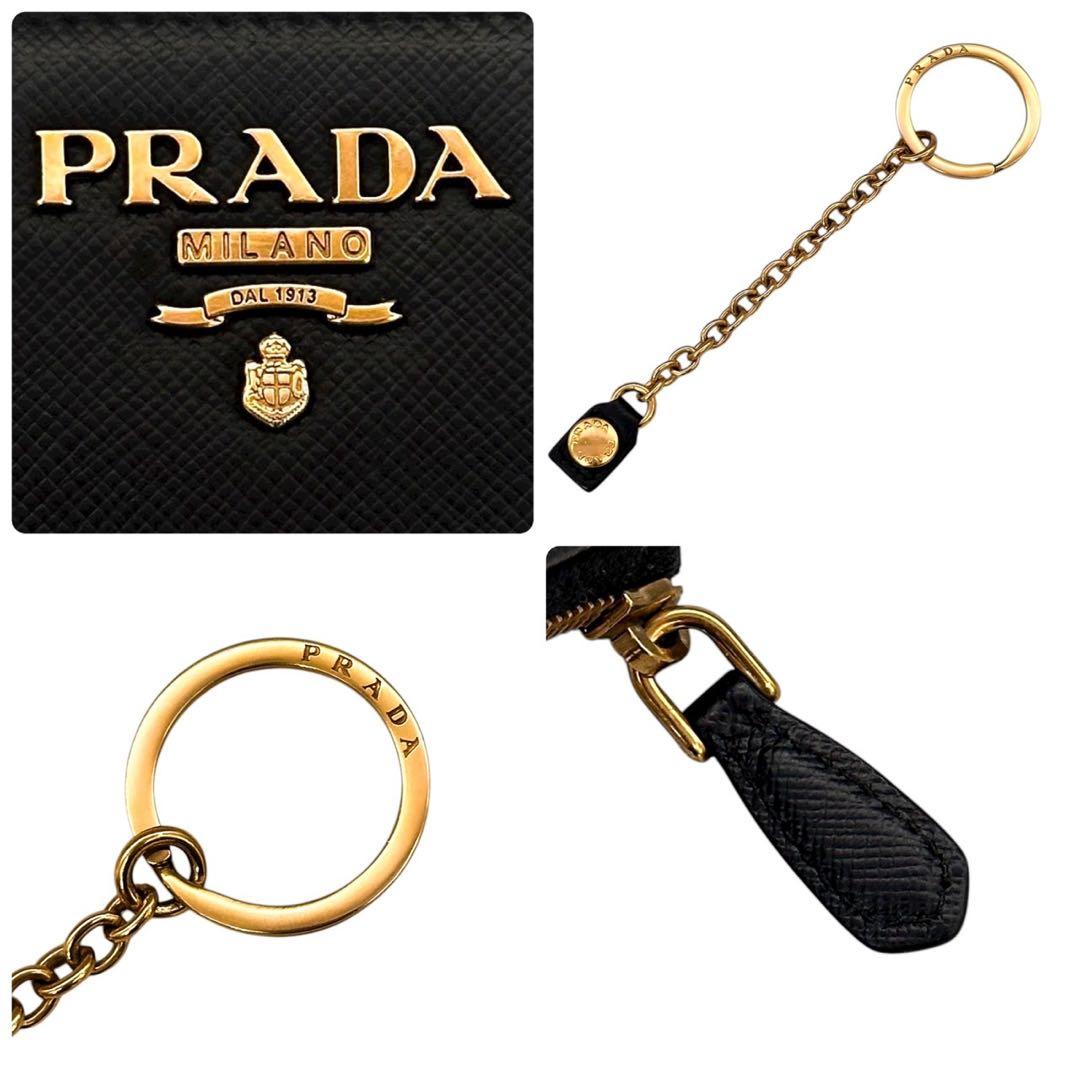 美品 プラダ サフィアーノ ケース 財布 小銭入れ キーケース コンパクト