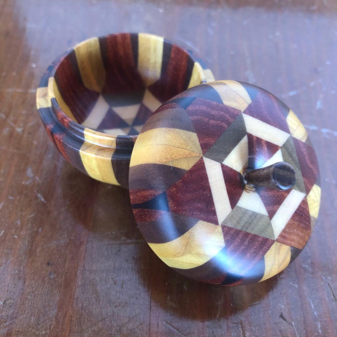 寄木細工 箱根細工 かなざし 金指 無垢 りんご 香合 アクセサリーケース 林檎