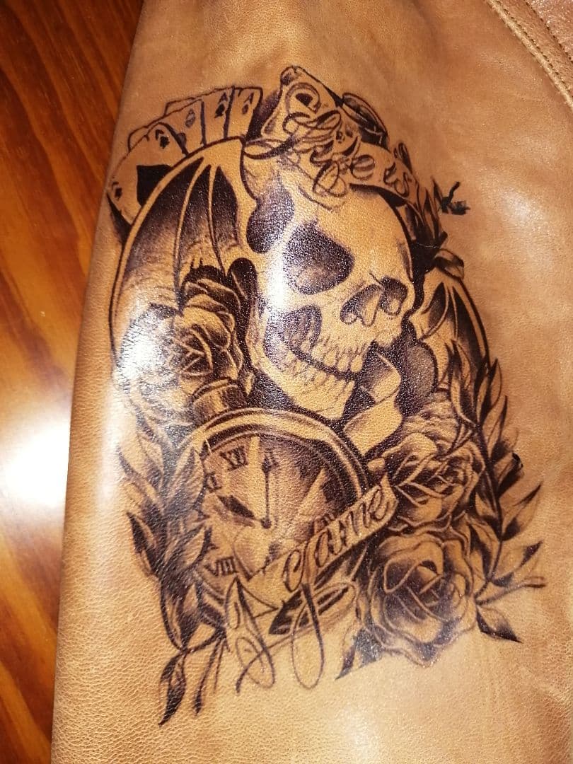 トットタトゥー柄 山羊革 レザージャケット