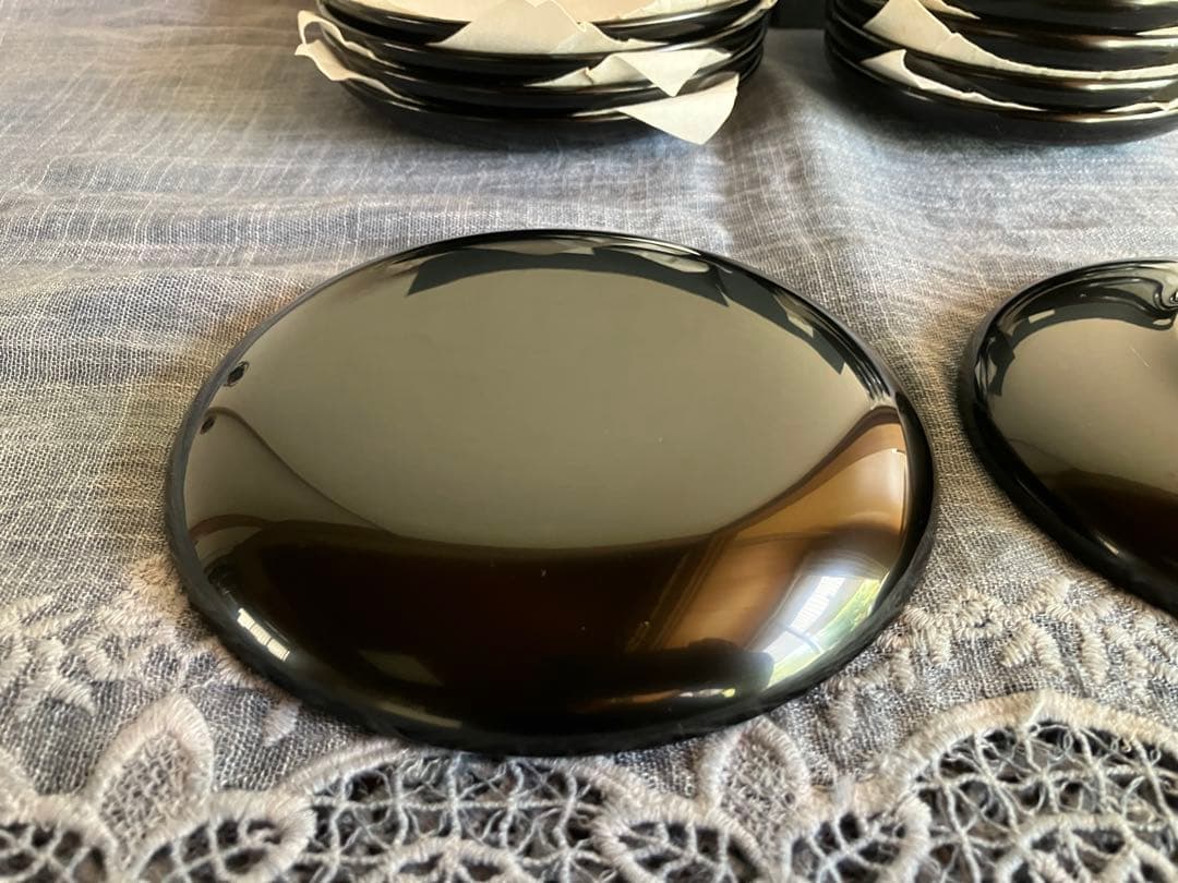 ＊専用＊　　輪島塗　沈金　松　菓子皿 ５枚 ・ 茶托 ５枚　布着請合　極上本堅地