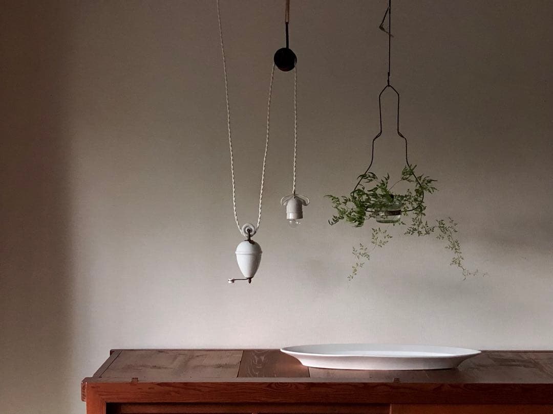 フランスアンティーク滑車ランプ 昇降ペンダントライト 天井照明 古家具 店舗什器