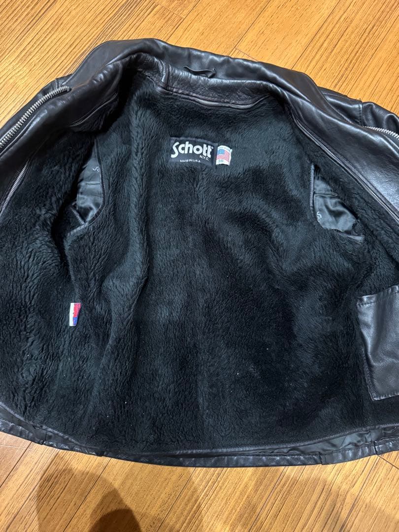 Schott ブラック レザー シングルライダース
