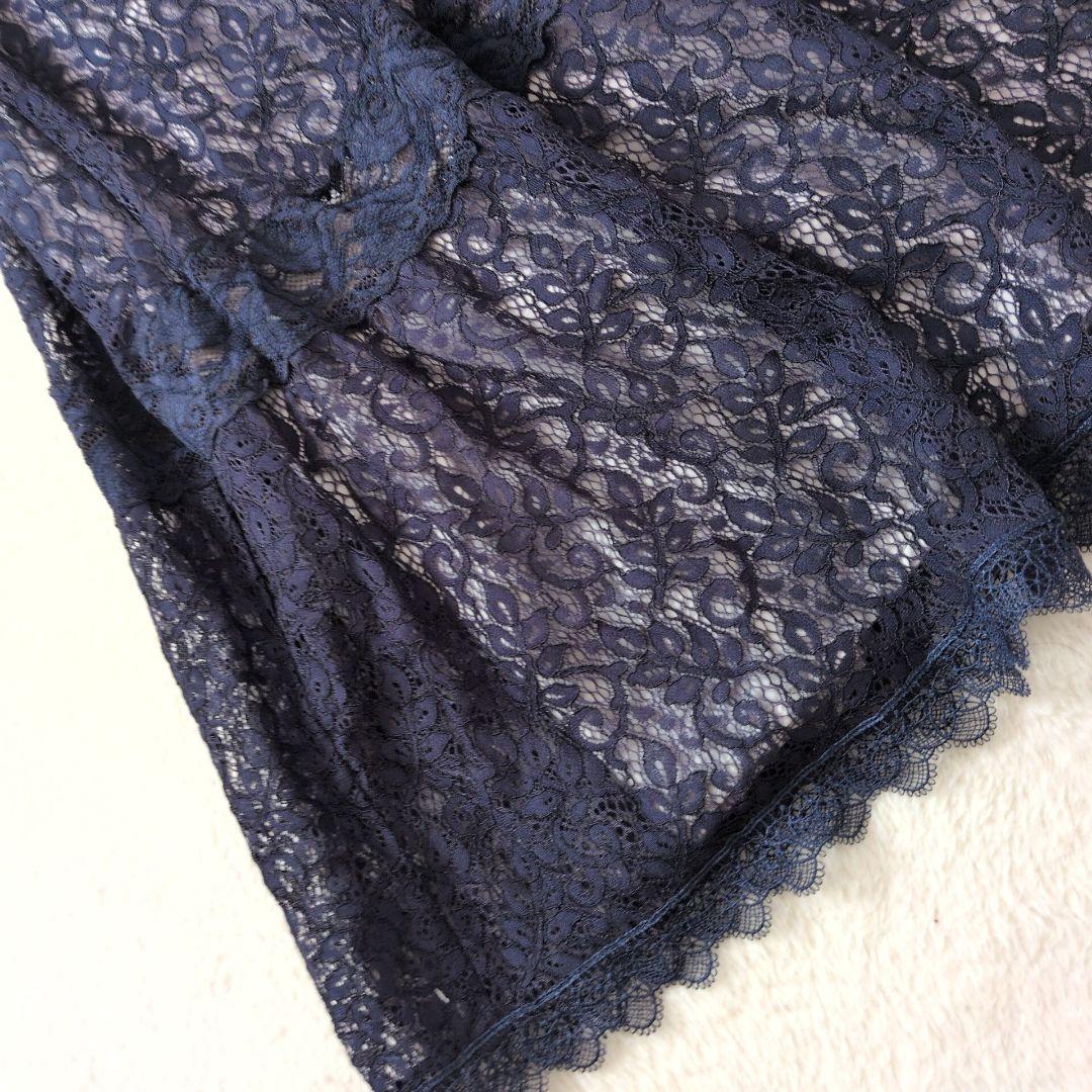 新品✩エミリアウィズ✩レース切り替えロングワンピース✩マキシ丈✩ネイビーＳ